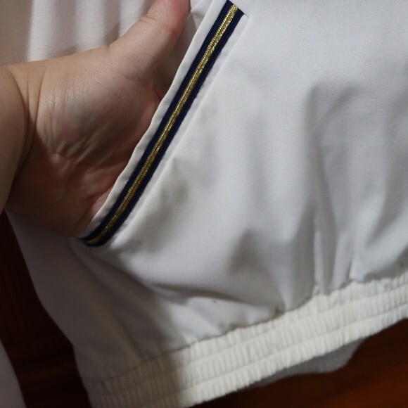 Vintage Natty Nautical Striped Metallic Gold Preppy Doleman Jacket USA LG - Picture 5 of 16